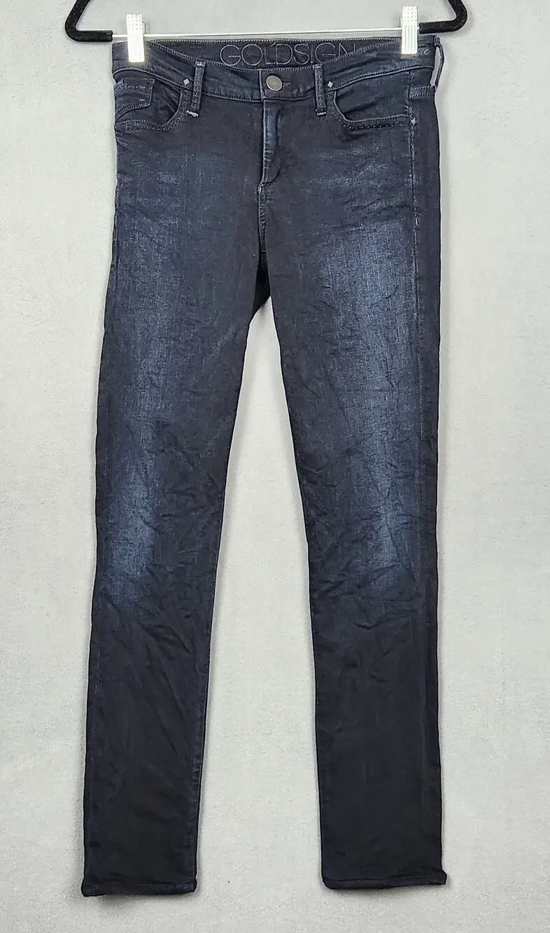 GOLDSIGN Jeans Womens 27X28 Blue Navy Denim Dark Wash Skinny MADE IN USA